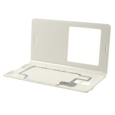 Samsung Galaxy S5 (S5 Neo) balts atvēramais View Window ādas maciņš / Vacins.lv