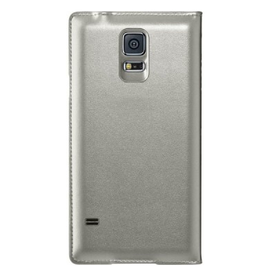 Samsung Galaxy S5 (S5 Neo) sudraba atvēramais View Window ādas maciņš / Vacins.lv