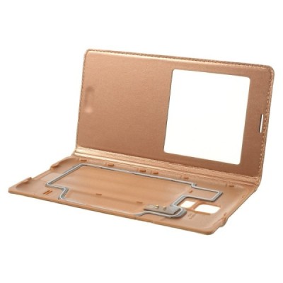 Samsung Galaxy S5 (S5 Neo) bronza atvēramais View Window ādas maciņš / Vacins.lv