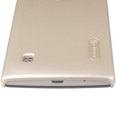 LG Spirit Nillkin Frosted Shield auksinis plastikinis dėklas + apsauginė ekrano plėvelė / Priedai.lt