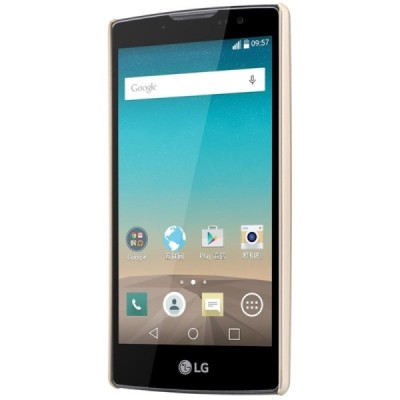 LG Spirit Nillkin Frosted Shield auksinis plastikinis dėklas + apsauginė ekrano plėvelė / Priedai.lt
