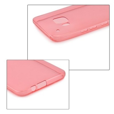 HTC One M9 skaidrus (permatomas) kieto silikono TPU ploniausias pasaulyje raudonas dėklas / Priedai.lt