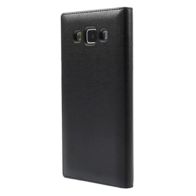 Samsung Galaxy A5 juodas odinis atverčiamas „Smart Window“ dėklas su langeliu / Priedai.lt