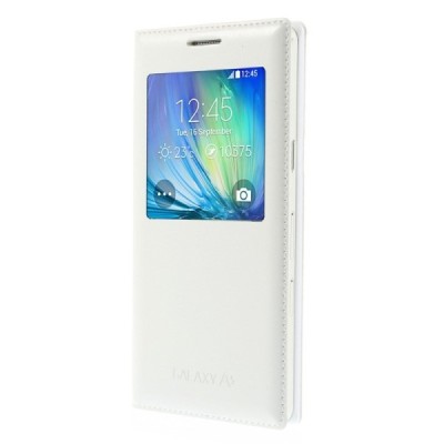 Samsung Galaxy A5 baltas odinis atverčiamas „Smart Window“ dėklas su langeliu / Priedai.lt