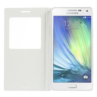 Samsung Galaxy A5 baltas odinis atverčiamas „Smart Window“ dėklas su langeliu / Priedai.lt