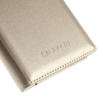 Samsung Galaxy A5 zelta atvēramais Smart Window ādas maciņš / Vacins.lv