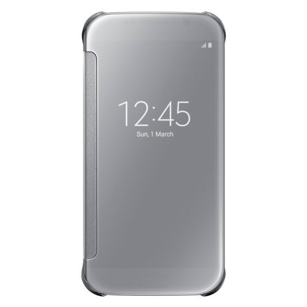 „Samsung“ Clear View Cover atverčiamas dėklas - sidabrinis (Galaxy S6)