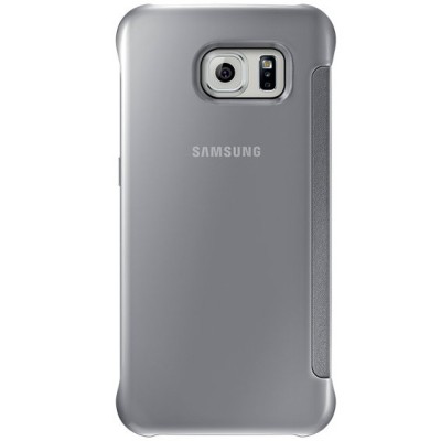 Samsung Galaxy S6 (G920) originalus Clear View Cover atverčiamas sidabrinis dėklas / Priedai.lt