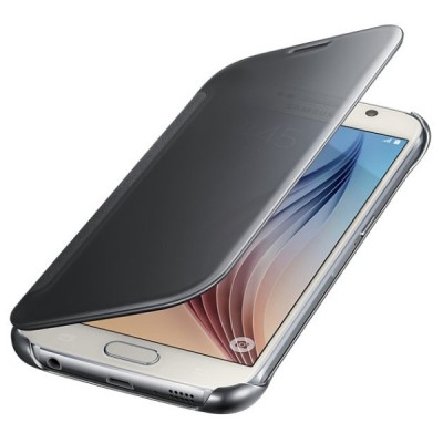 Samsung Galaxy S6 (G920) originalus Clear View Cover atverčiamas sidabrinis dėklas / Priedai.lt