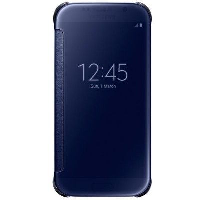 Samsung Galaxy S6 (G920) oficiāls Clear View Cover atvērams zils ādas maciņš / Vacins.lv