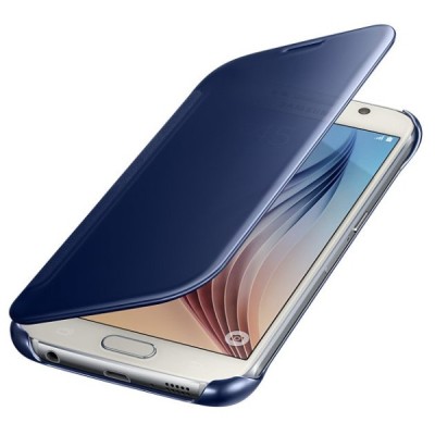 Samsung Galaxy S6 (G920) originalus Clear View Cover atverčiamas mėlynas dėklas / Priedai.lt