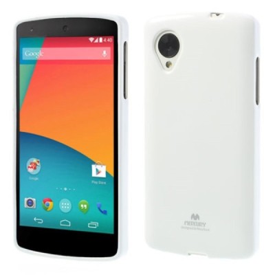 LG Nexus 5 Mercury baltas kieto silikono tpu dėklas - nugarėlė / Priedai.lt