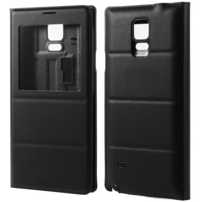 Samsung Galaxy Note 4 atvēramais maciņš ar lodziņu - melns / Vacins.lv