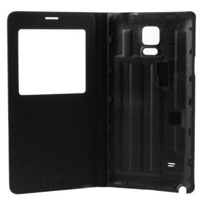 Samsung Galaxy Note 4 atverčiamas dėklas su langeliu - juodas / Priedai.lt