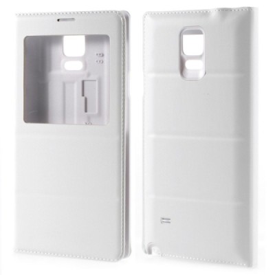 Samsung Galaxy Note 4 balts atvēramais maciņš ar lodziņu / Vacins.lv