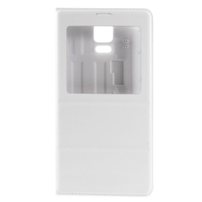 Samsung Galaxy Note 4 balts atvēramais maciņš ar lodziņu / Vacins.lv