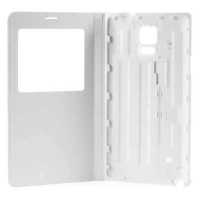 Samsung Galaxy Note 4 balts atvēramais maciņš ar lodziņu / Vacins.lv