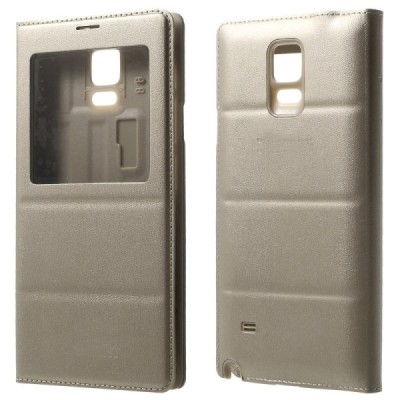 Samsung Galaxy Note 4 auksinis atverčiamas dėklas su langeliu / Priedai.lt