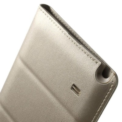 Samsung Galaxy Note 4 auksinis atverčiamas dėklas su langeliu / Priedai.lt