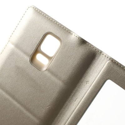 Samsung Galaxy Note 4 auksinis atverčiamas dėklas su langeliu / Priedai.lt