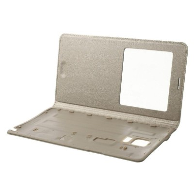 Samsung Galaxy Note 4 auksinis atverčiamas dėklas su langeliu / Priedai.lt