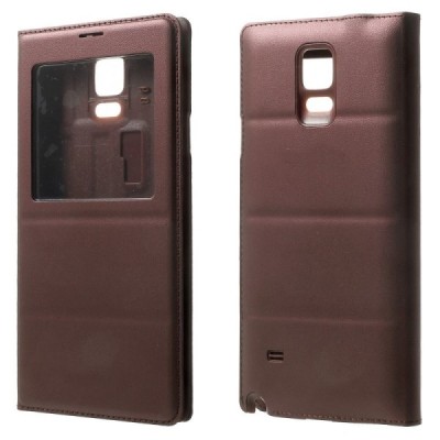 Samsung Galaxy Note 4 sarkans atvēramais maciņš ar lodziņu / Vacins.lv