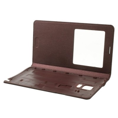 Samsung Galaxy Note 4 sarkans atvēramais maciņš ar lodziņu / Vacins.lv