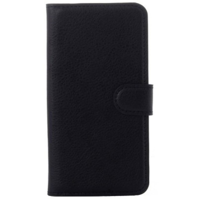 Samsung Galaxy S6 Edge (G925) atverčiamas juodas odinis Litchi dėklas - piniginė / Priedai.lt