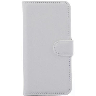 Samsung Galaxy S6 Edge (G925) atverčiamas baltas odinis Litchi dėklas - piniginė / Priedai.lt
