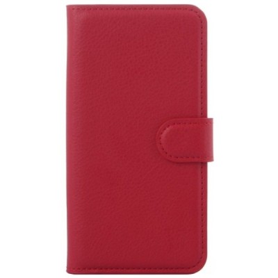 Samsung Galaxy S6 Edge (G925) atverčiamas raudonas odinis Litchi dėklas - piniginė / Priedai.lt