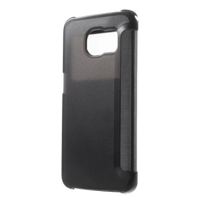 Samsung Galaxy S6 Edge (G925) View Window atvēramais melns maciņš / Vacins.lv