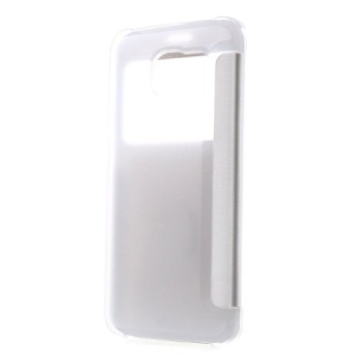 Samsung Galaxy S6 Edge (G925) View Window atverčiamas baltas dėklas / Priedai.lt