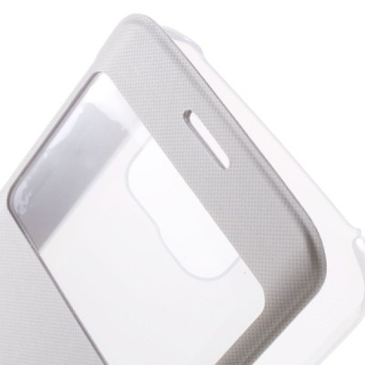 Samsung Galaxy S6 Edge (G925) View Window atverčiamas baltas dėklas / Priedai.lt