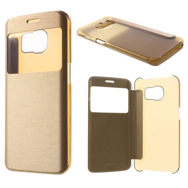 Atverčiamas „View Window“ dėklas - auksinis (Galaxy S6 Edge)