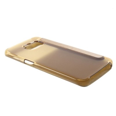 Samsung Galaxy S6 Edge (G925) View Window atverčiamas auksinis dėklas / Priedai.lt