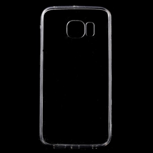 Kieto silikono (TPU) skaidrus dėklas - pilkas (Galaxy S6 Edge)