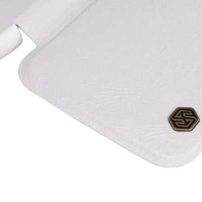 Prabangus „Nillkin“ Qin serijos baltas odinis atverčiamas Samsung Galaxy S6 (G920) dėklas / Priedai.lt