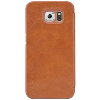 Prabangus „Nillkin“ Qin serijos rudas odinis atverčiamas Samsung Galaxy S6 (G920) dėklas / Priedai.lt