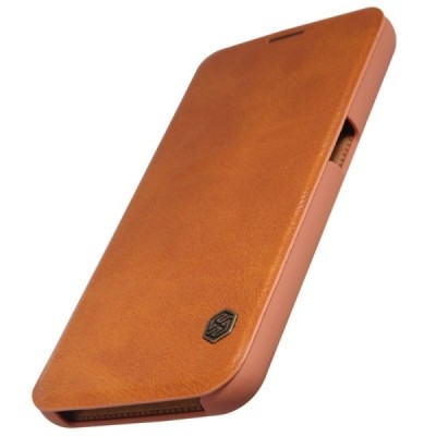 Prabangus „Nillkin“ Qin serijos rudas odinis atverčiamas Samsung Galaxy S6 (G920) dėklas / Priedai.lt