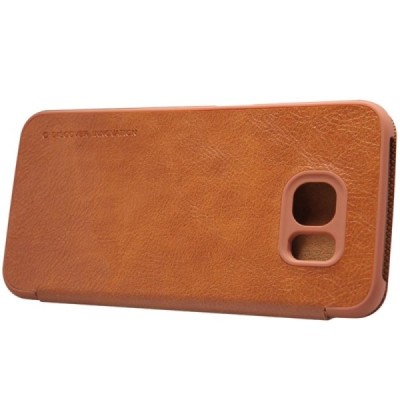 Prabangus „Nillkin“ Qin serijos rudas odinis atverčiamas Samsung Galaxy S6 (G920) dėklas / Priedai.lt