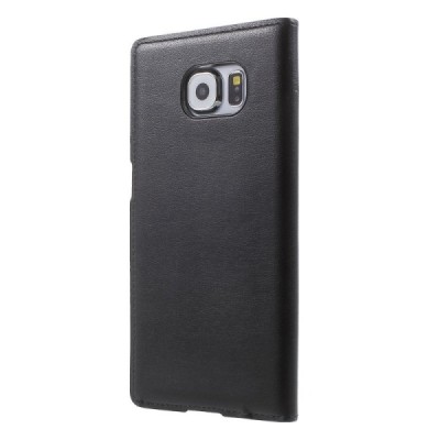 Samsung Galaxy S6 (G920) melns atvēramais maciņš ar lodziņu / Vacins.lv