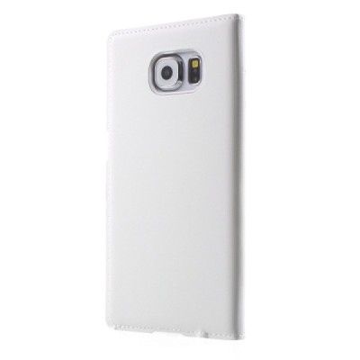 Samsung Galaxy S6 (G920) balts atvēramais maciņš ar lodziņu / Vacins.lv