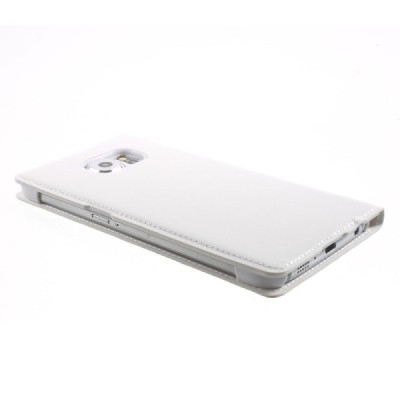 Samsung Galaxy S6 (G920) balts atvēramais maciņš ar lodziņu / Vacins.lv