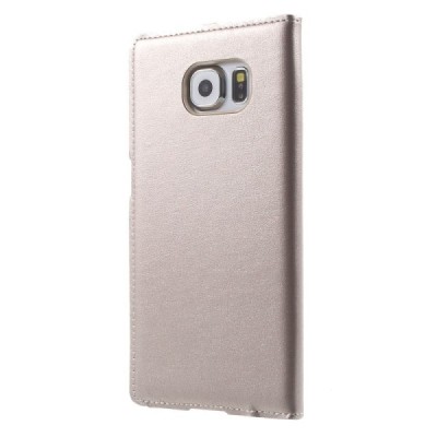 Samsung Galaxy S6 (G920) zelta atvēramais maciņš ar lodziņu / Vacins.lv