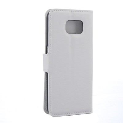 Samsung Galaxy S6 (G920) „Litchi“ atverčiamas baltas odinis dėklas - piniginė | Priedai.lt