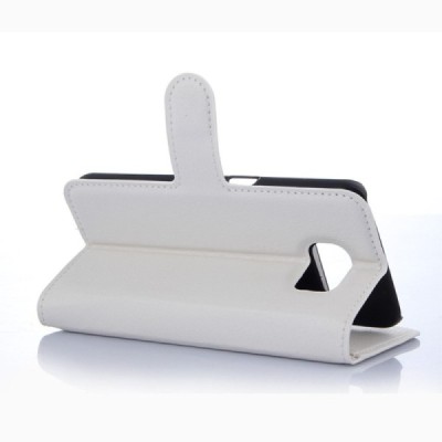 Samsung Galaxy S6 (G920) „Litchi“ atverčiamas baltas odinis dėklas - piniginė | Priedai.lt