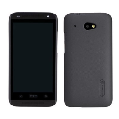 HTC Desire 601 Nillkin Frosted Shield melns plastmasas futrālis + ekrāna aizsargplēve / Vacins.lv