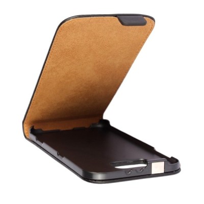 Samsung Galaxy S6 (G920) klasisks ādas vertikāli atvēramais melns maciņš / Vacins.lv