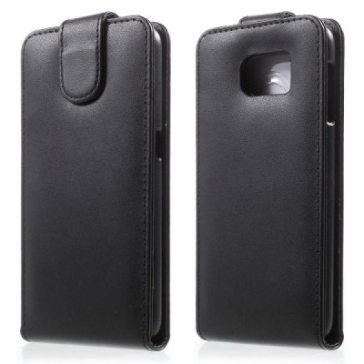 Samsung Galaxy S6 (G920) vertikaliai atverčiamas juodas odinis dėklas - piniginė / Priedai.lt