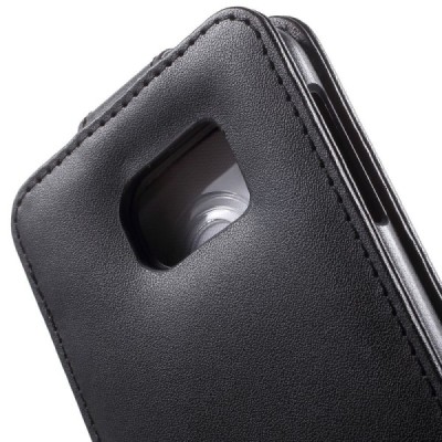 Samsung Galaxy S6 (G920) vertikaliai atverčiamas juodas odinis dėklas - piniginė / Priedai.lt
